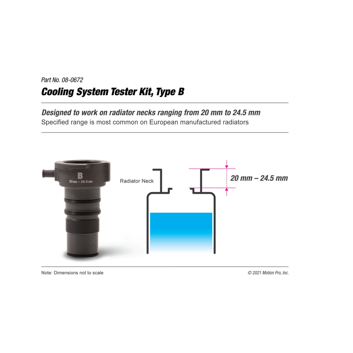 Motion Pro type B adapter for cooling system tester