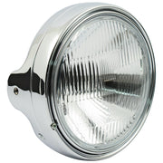 MCS LTD style 7" H4 headlamp - side mount - Chrome