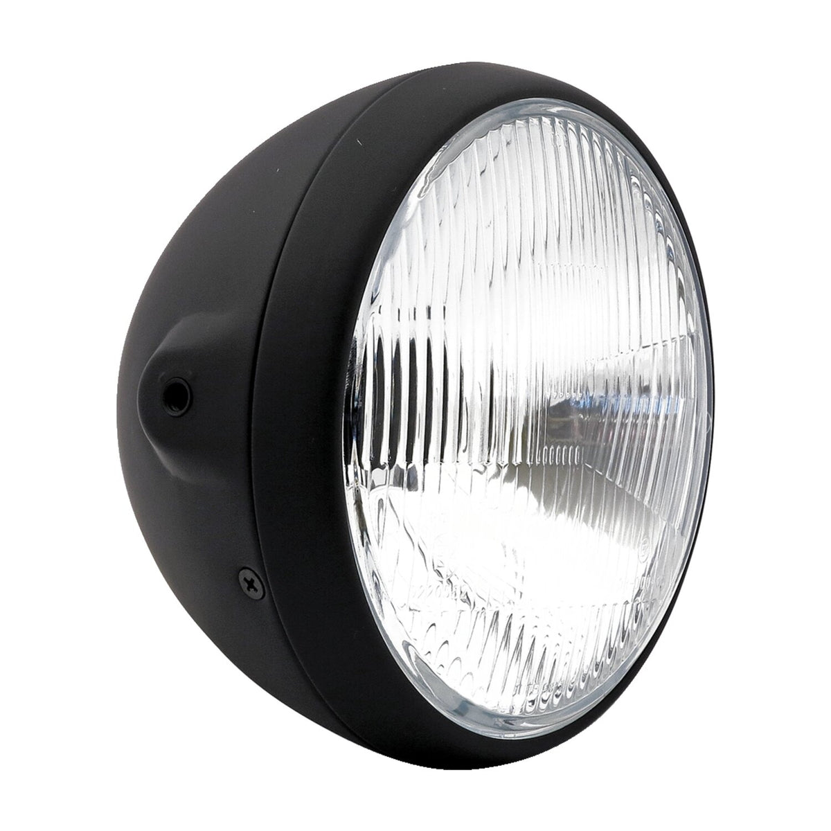 MCS British style 7" H4 headlamp - side mount - Black