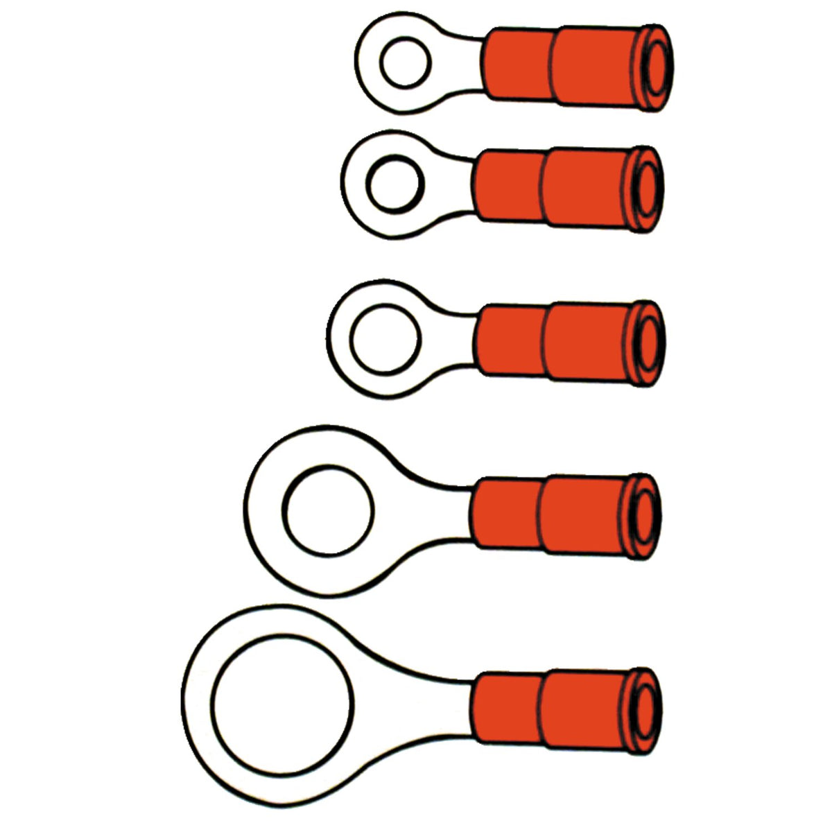 Standard Connectors ring terminal PVC crimp - Red 9.52mm - 100 stk