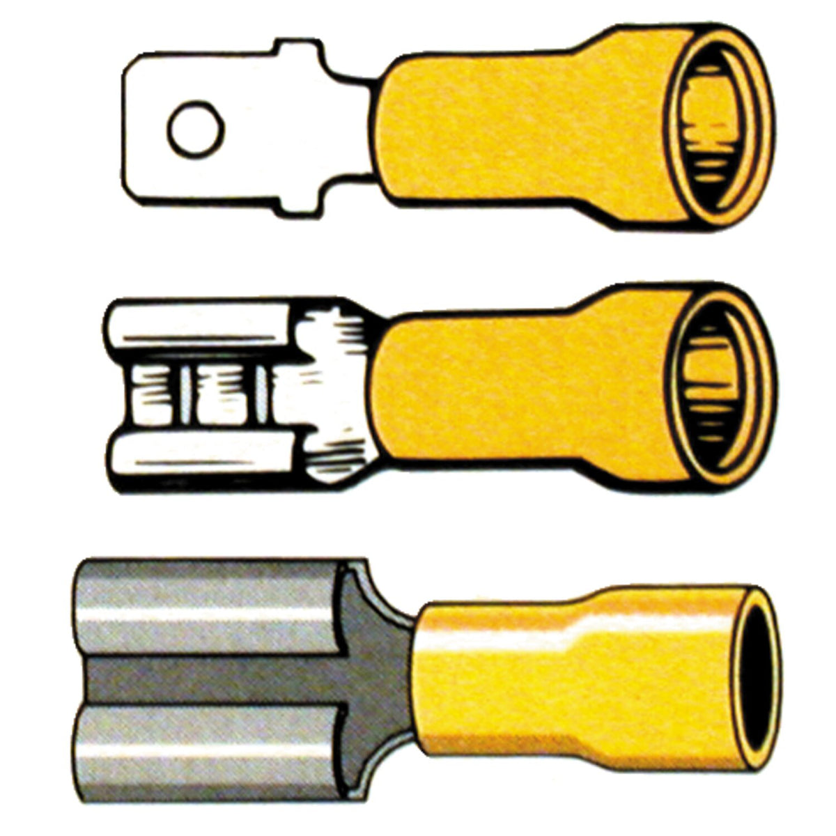 Standard Connectors slide-on terminal PVC crimp - Yellow 1/4" male - 25 stk