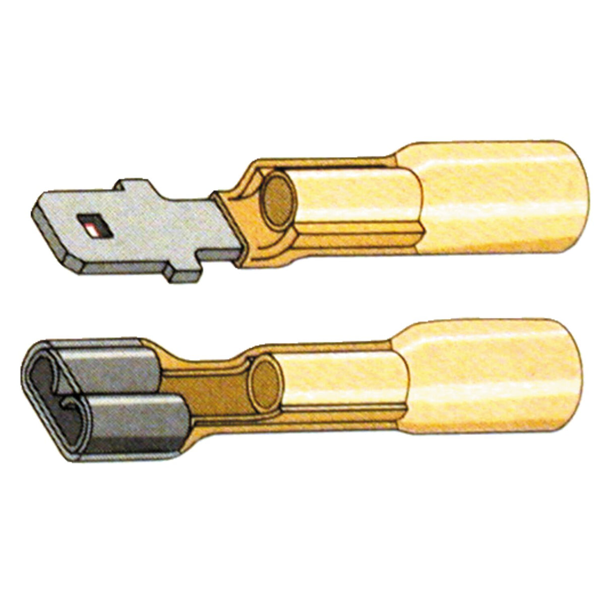Standard Co Slide-on terminal connectors 1/4" - Yellow - 25 stk