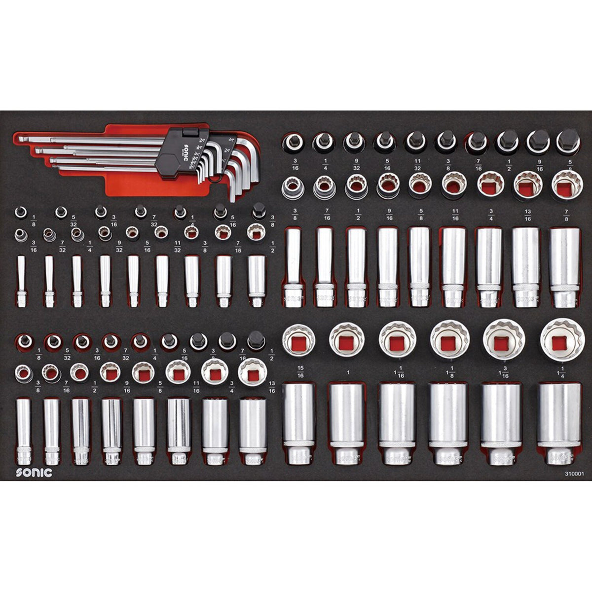 Sonic socket & bit socket set 100-piece - US/SAE sizes