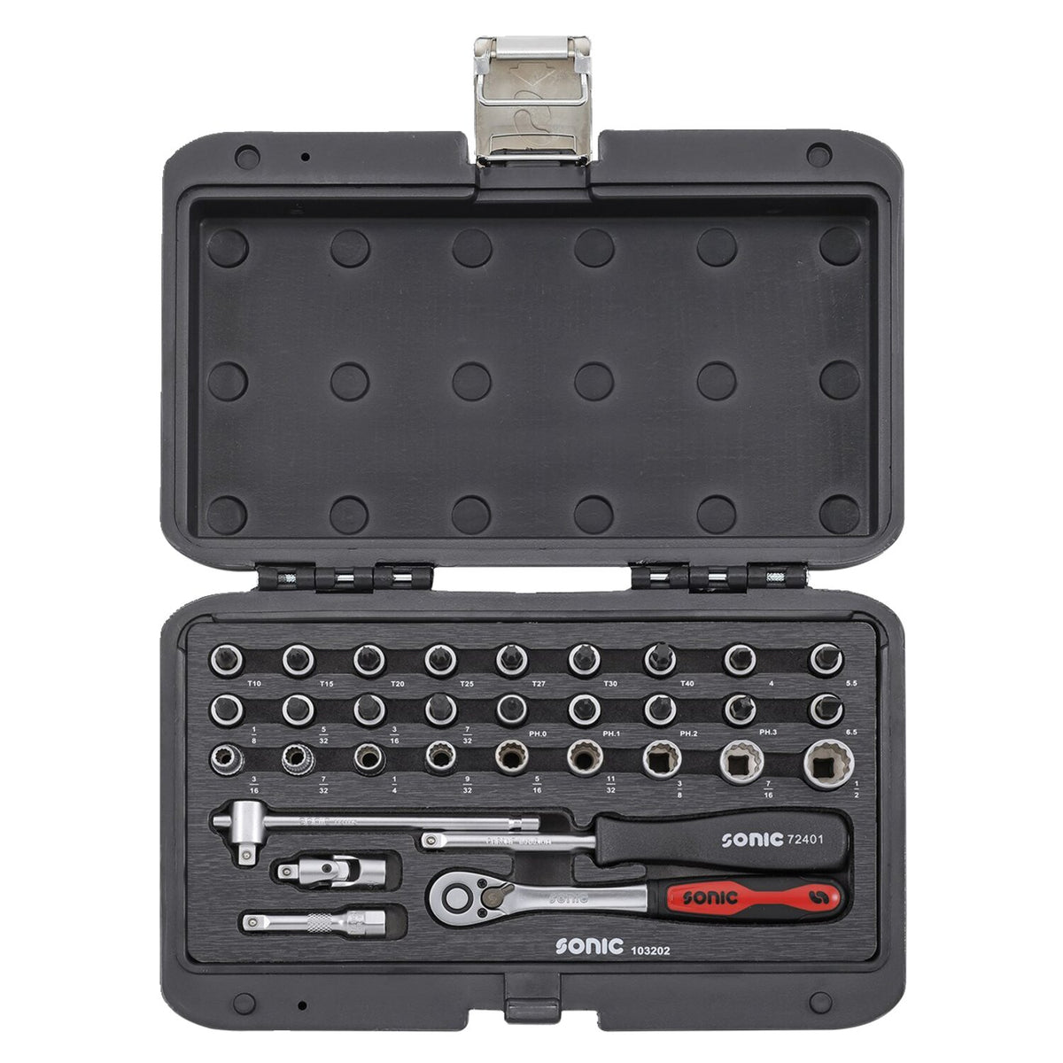 Sonic Combination socket set 1/4'' 32-piece - US/SAE sizes