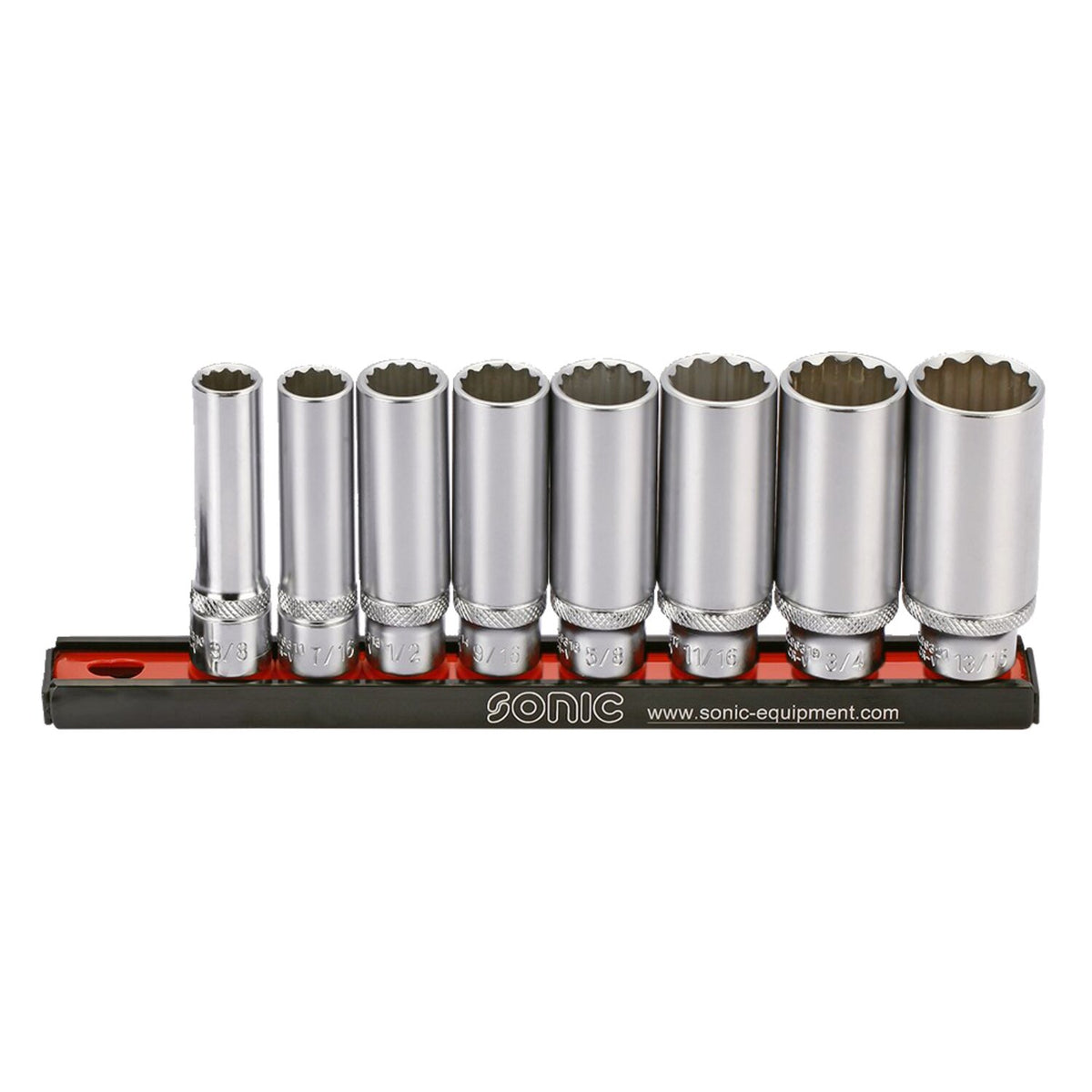 Sonic deep socket rail set 3/8" - 8-piece - US/SAE