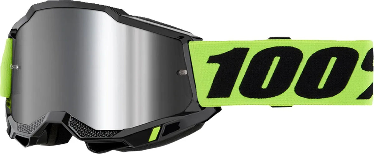 100% Accuri 2 Goggles Neon Yellow Mirror Silver Lens