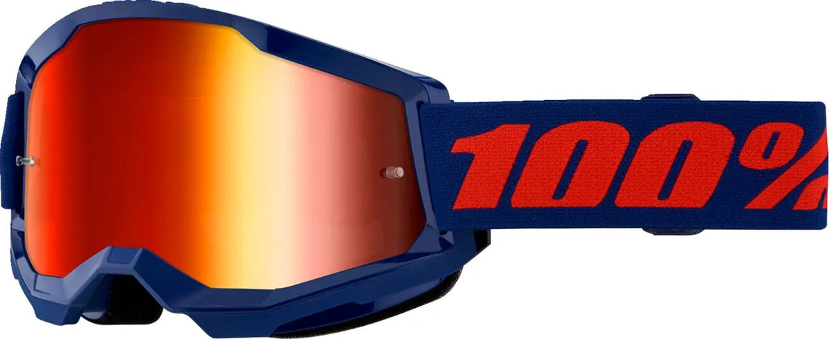 100% Strata 2 Goggle Navy Mirror Red