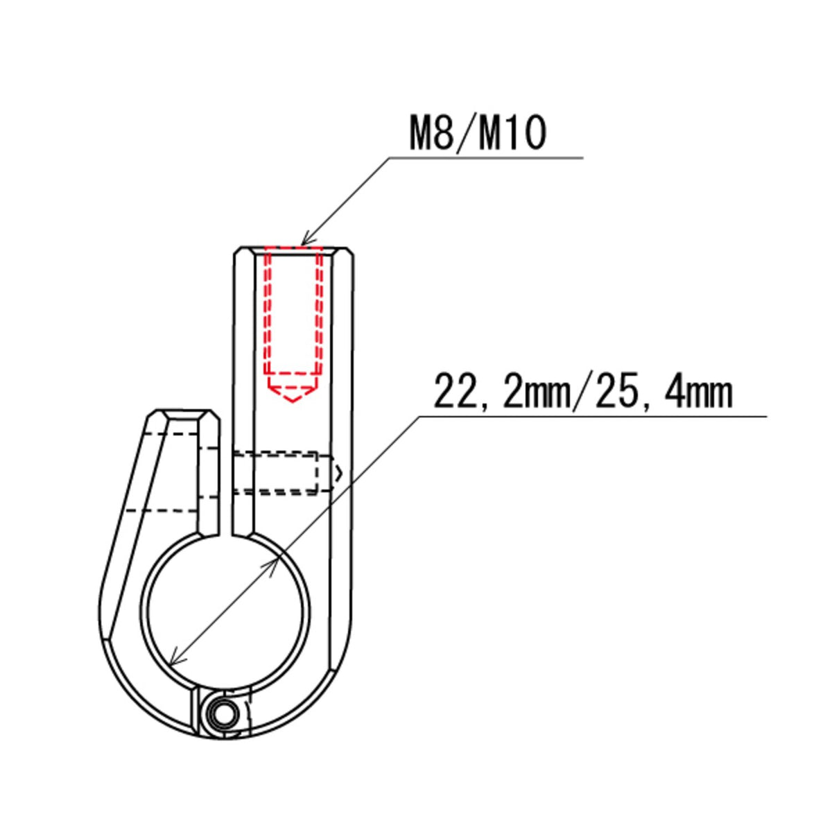 Daytona universal bracket - Top mount - 7/8" ID M10 thread