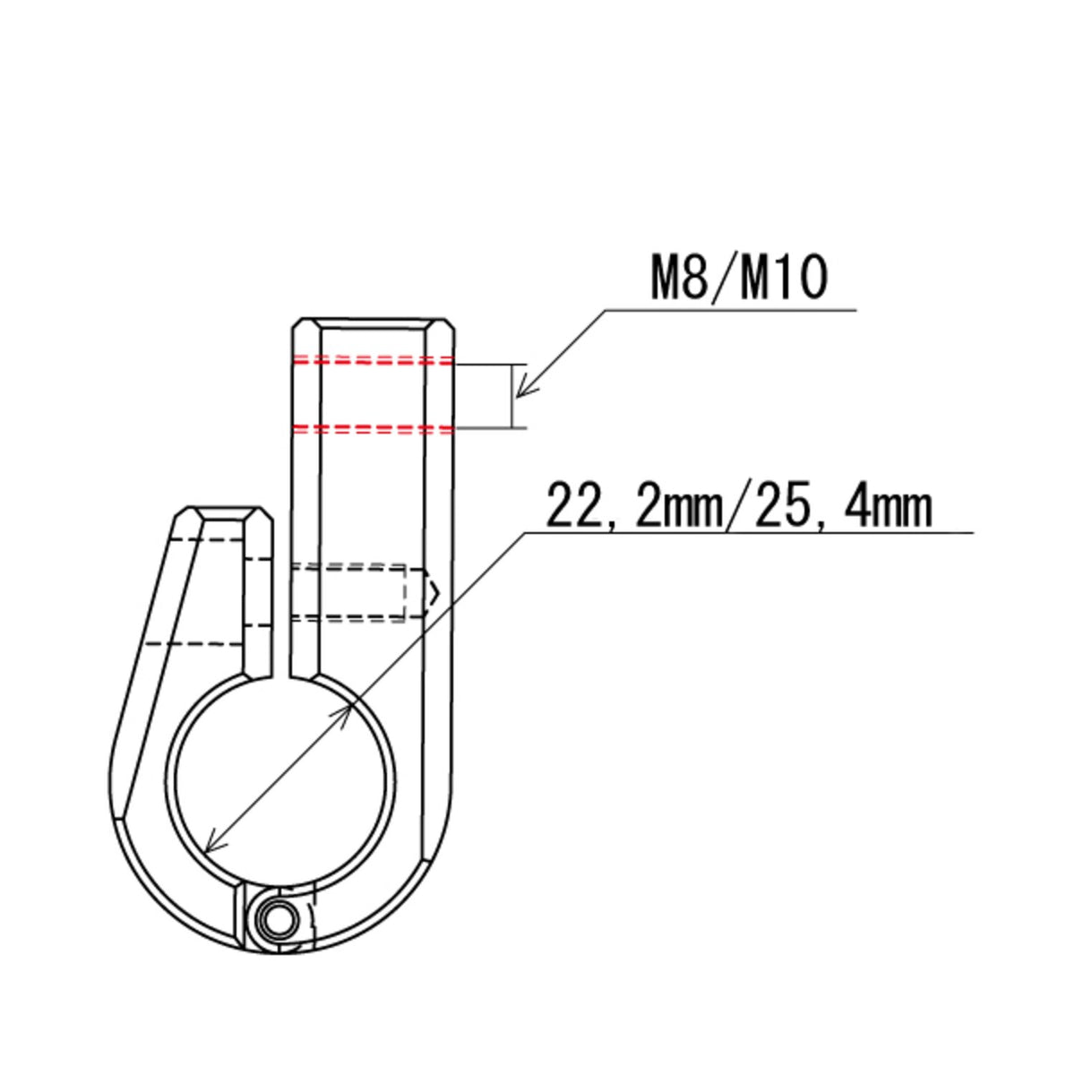 Daytona universal bracket - Front-mount - 7/8" ID - M10 thread