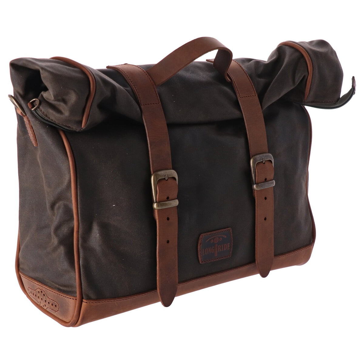Longride click-on Old Chopper saddlebag waxed cotton - Khaki
