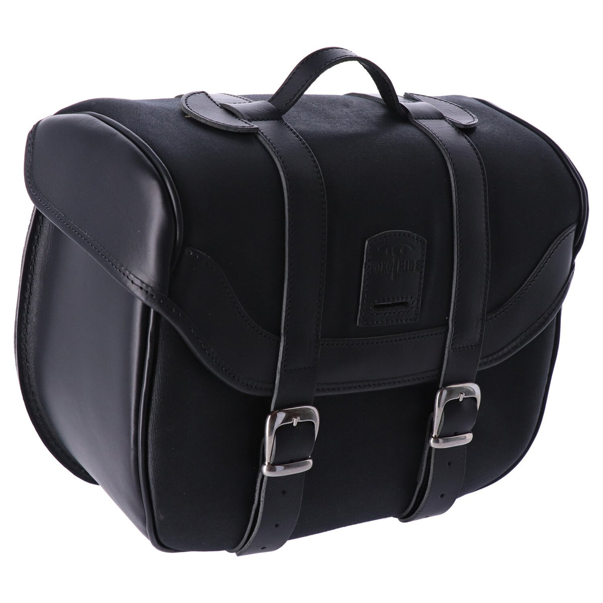 Longride click-on Retro saddlebag waxed cotton - Black