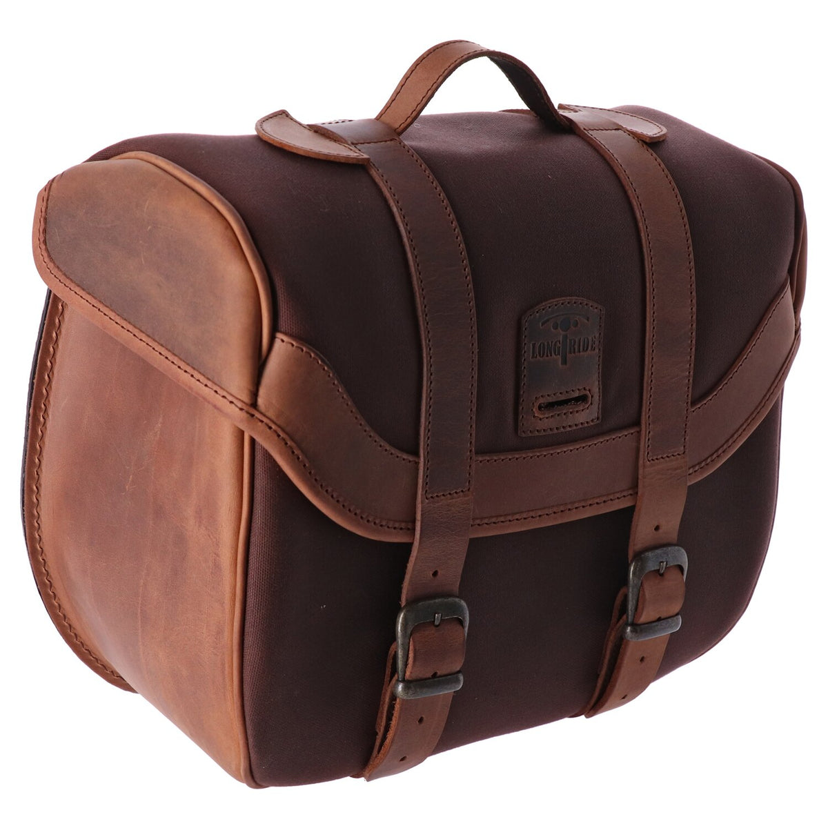 Longride click-on Retro saddlebag waxed cotton - Brown