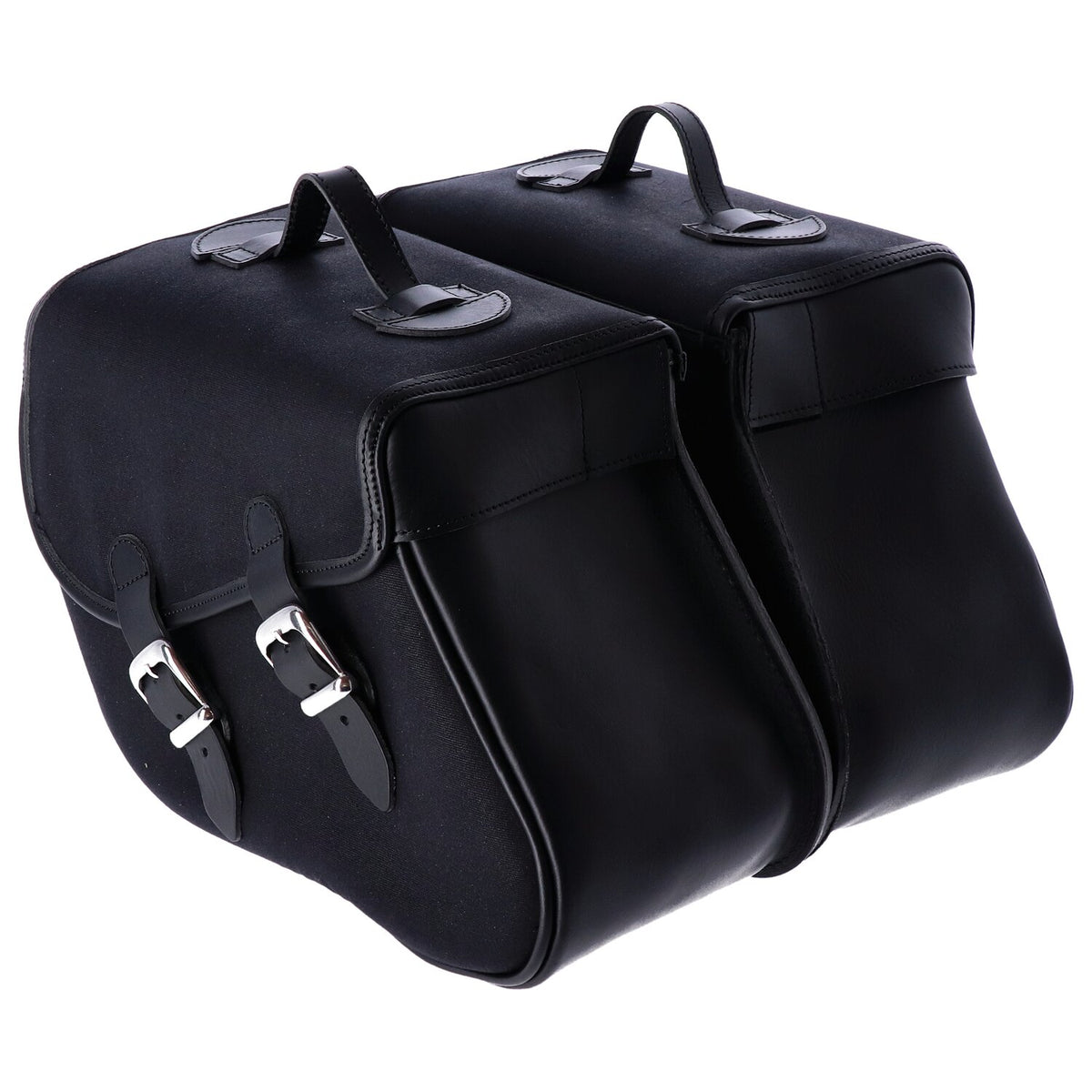 Longride Heritage waxed cotton saddlebags - Black