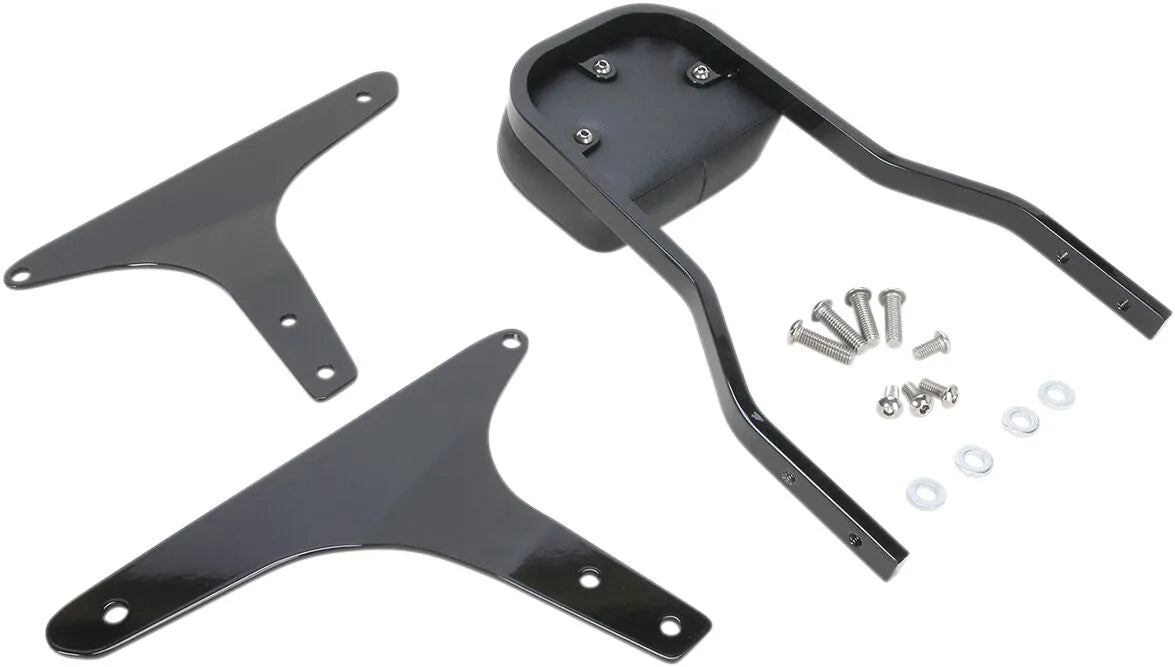 Cobra Square Sissy Bar - Black Steel Support