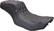 Mustang Double Diamond Squareback Seat - For Harley Davidson