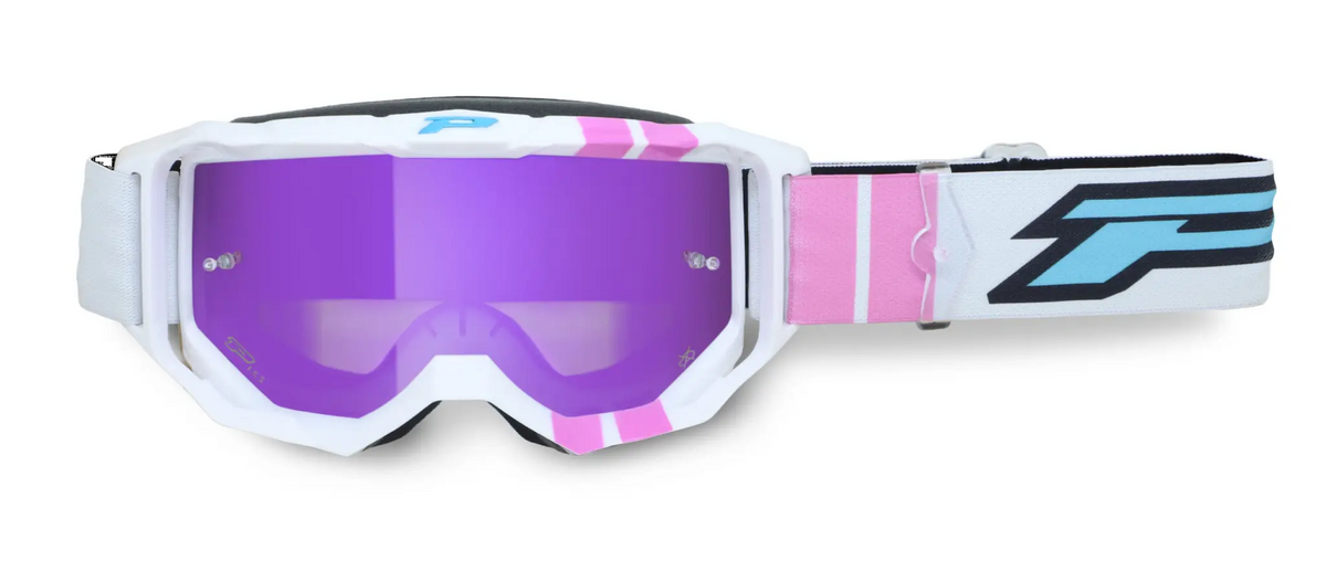 Pro Grip 3300 Vision Go Goggles White Pink Mirror Violet