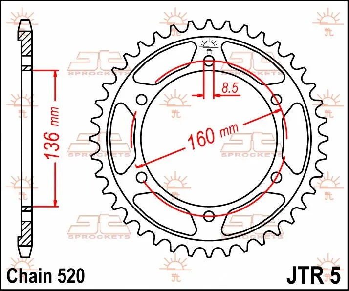 Jt Sprockets Steel Rear Sprocket - 520, 45t