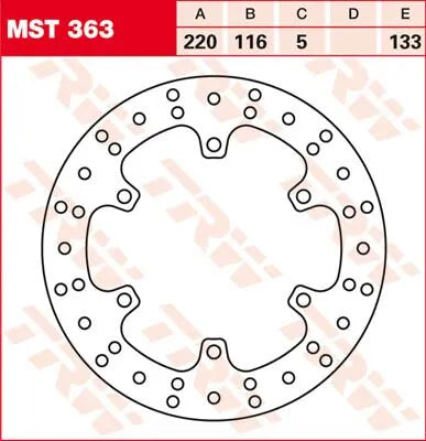 Trw Round Fixed Brake Rotor 220mm - Rear