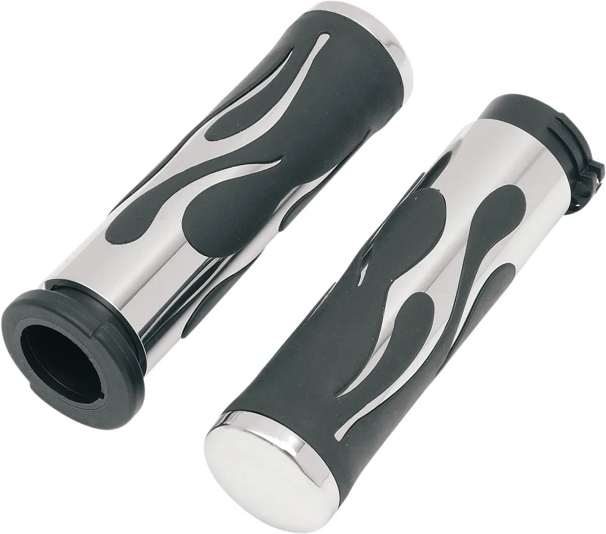 Drag Specialties Flamed Grips - Chrome Accents