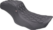 Mustang Double Diamond Squareback Seat - For Harley Davidson