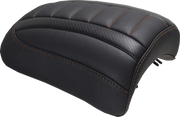 Rear Mustang Padded Passenger Seat Cowl - Black/orange - For Harley Davidson