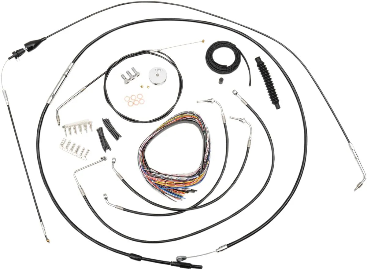 LA CHOPPERS Black Vinyl Braided Handlebar Cable/Brake Line Kit