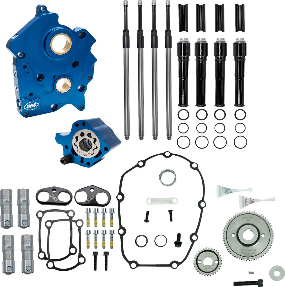 S&S Cycle Gear Drive M8 Cam Chest Kit Black Push Tubes without
