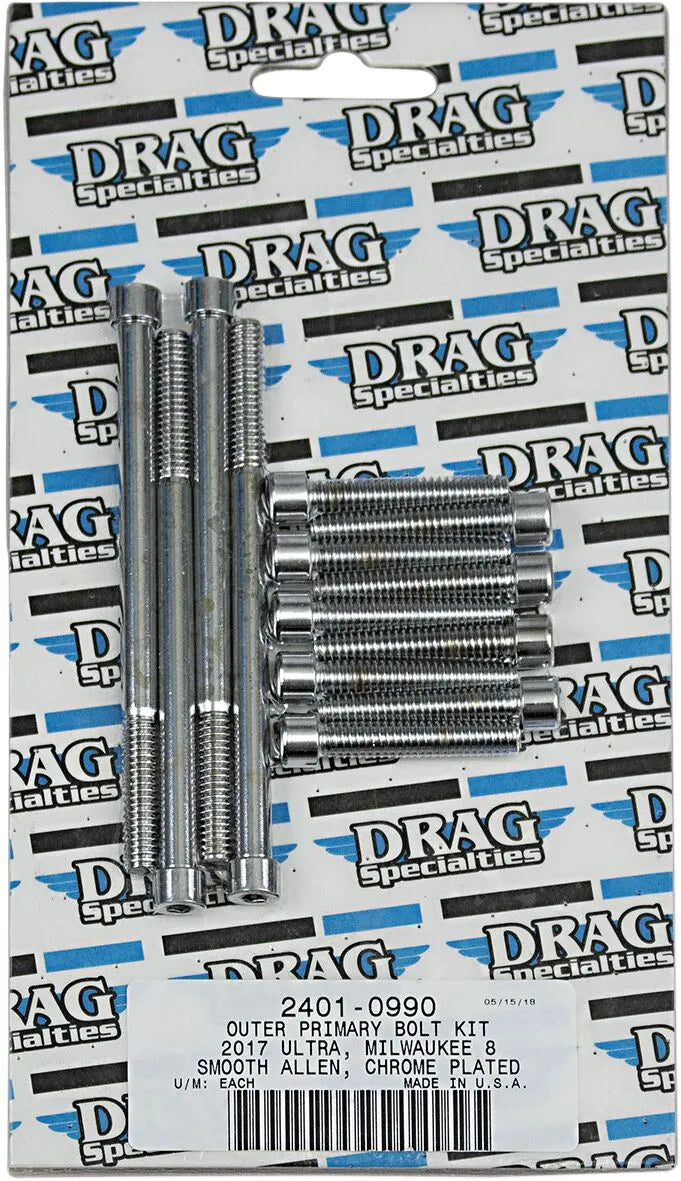 Drag Specialties M8 Chrome Primary Bolt Kit for HD RG SG 17-24