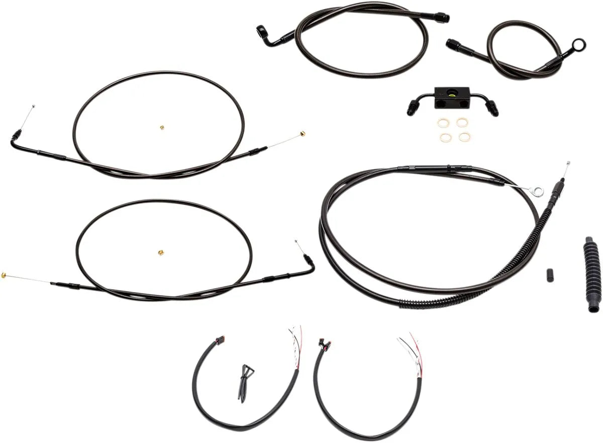 LA CHOPPERS Midnight Handlebar Cable/Brake Line Kit for ABS