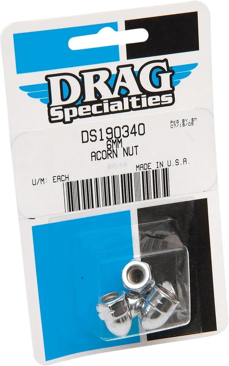 Drag Specialties Chrome Acorn Nuts 6mm 5-Pack