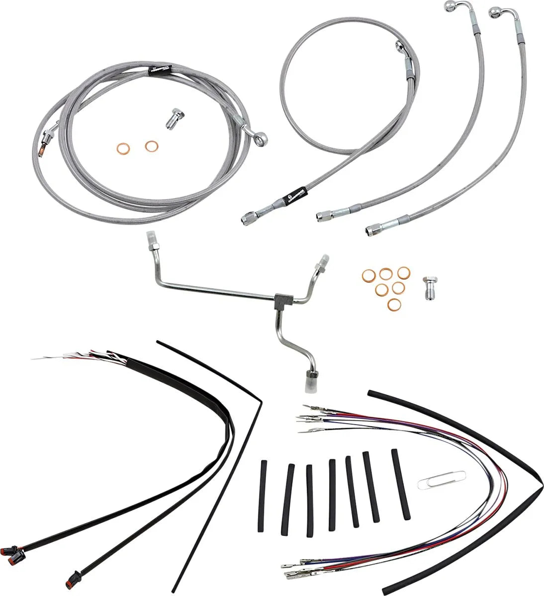 BURLY BRAND Ape Hanger Stainless Braided Cable/Brake Line Kit