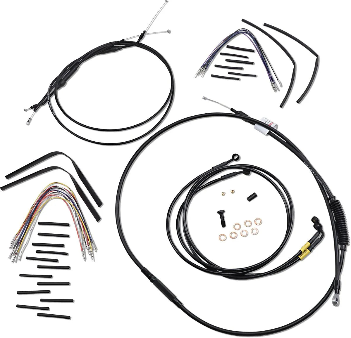 Burly Brand Complete Black Vinyl Handlebar Cable Kit for Ape