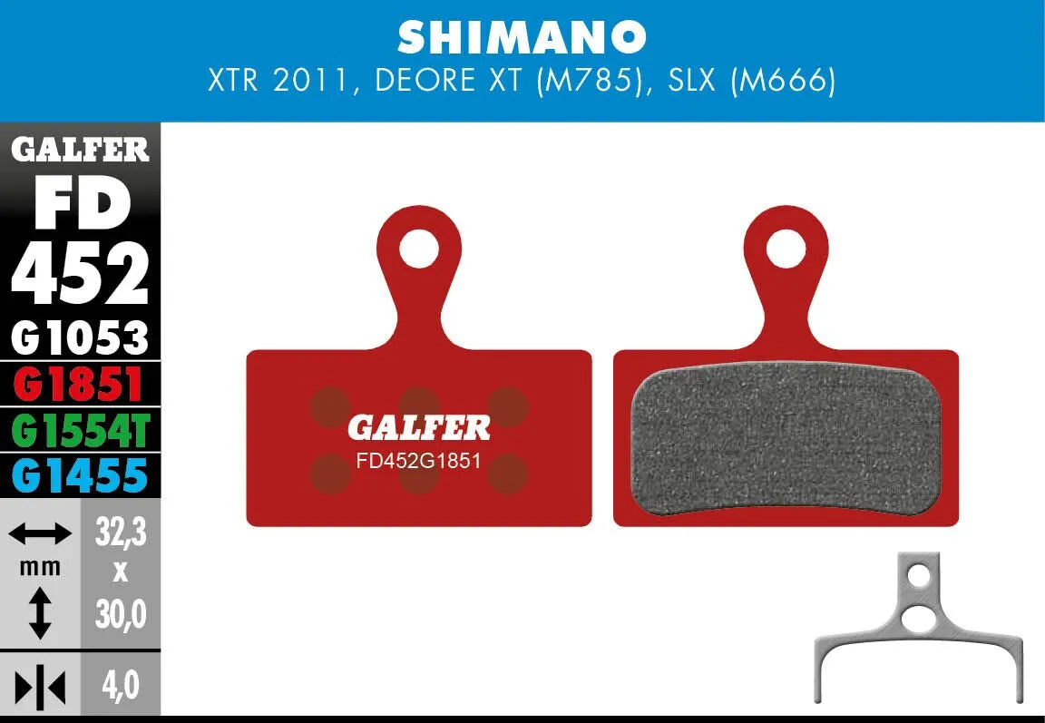 Galfer G1851 Semi-Metallic Brake Pads for Shimano Bicycles