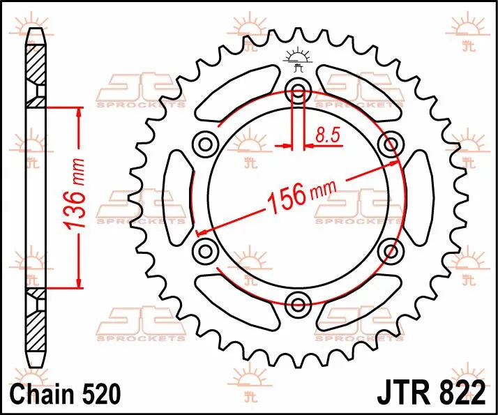 Jt Sprockets Steel Rear Sprocket - 520, 44t