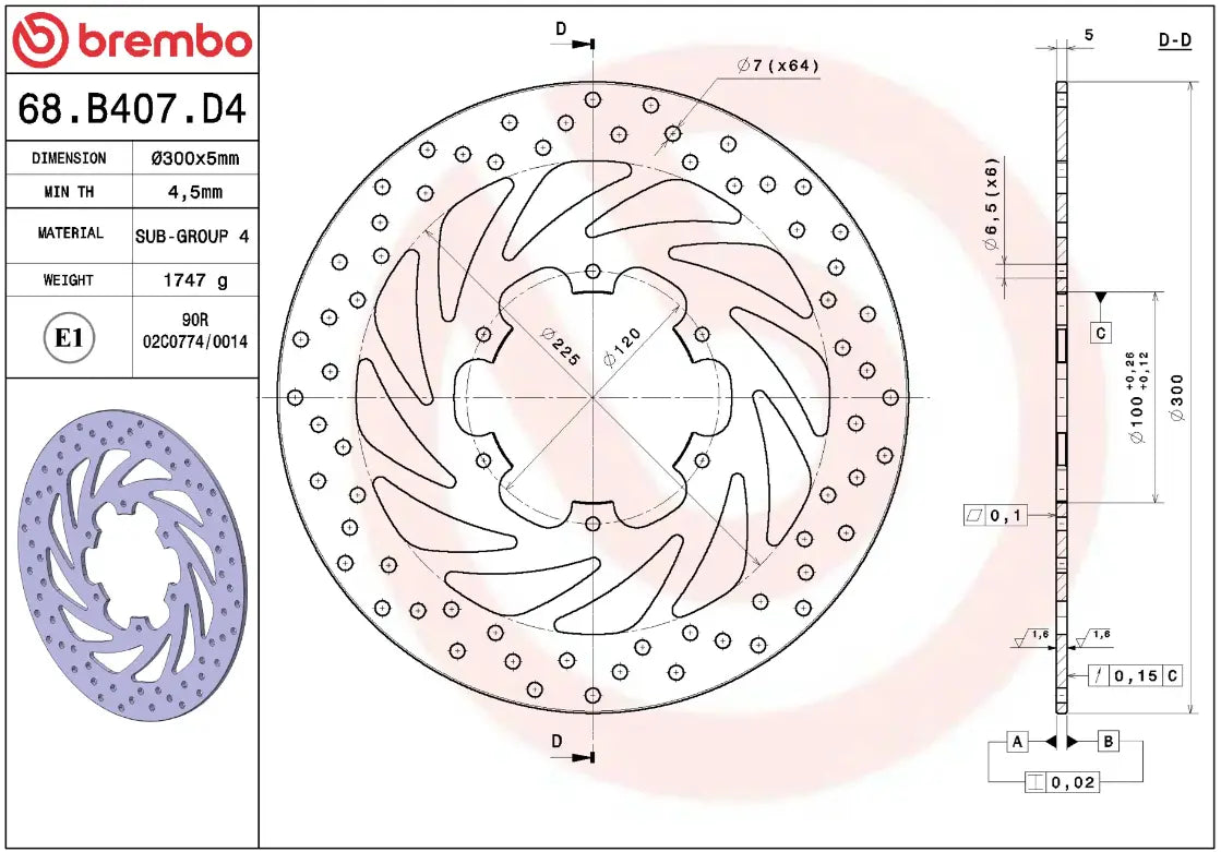 Brembo Serie Oro Prime Line Fixed Brake Rotor - Front