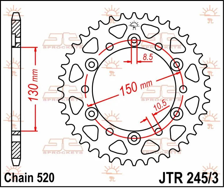 Jt Sprockets Steel Rear Sprocket - 520, 47t
