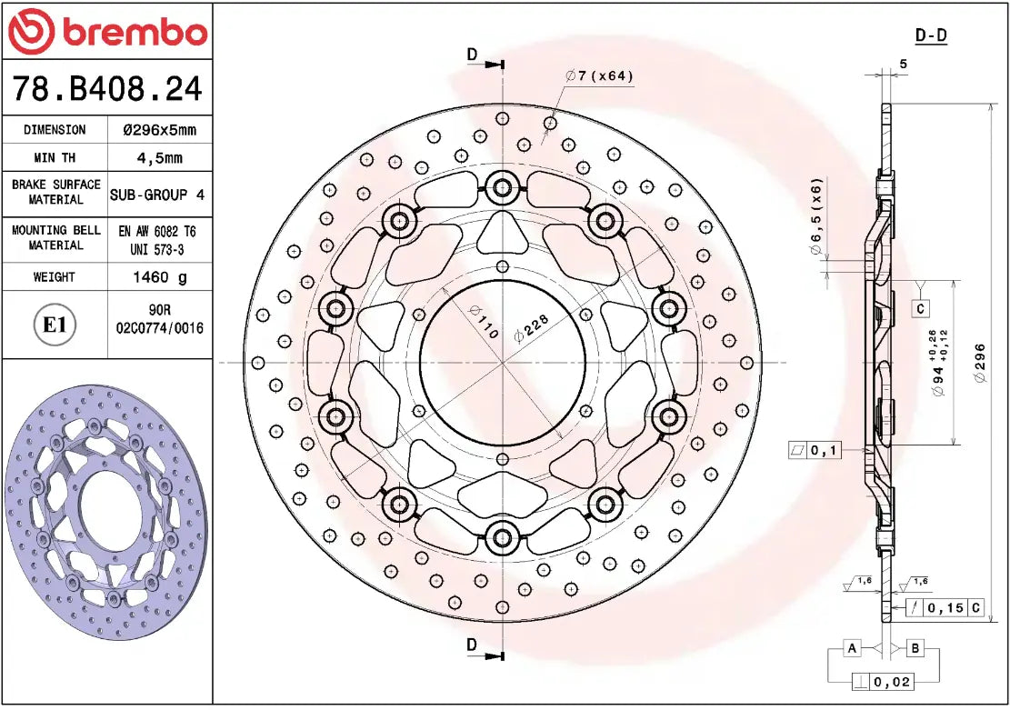 Brembo Serie Oro Floating Brake Rotor Prime Line - Front