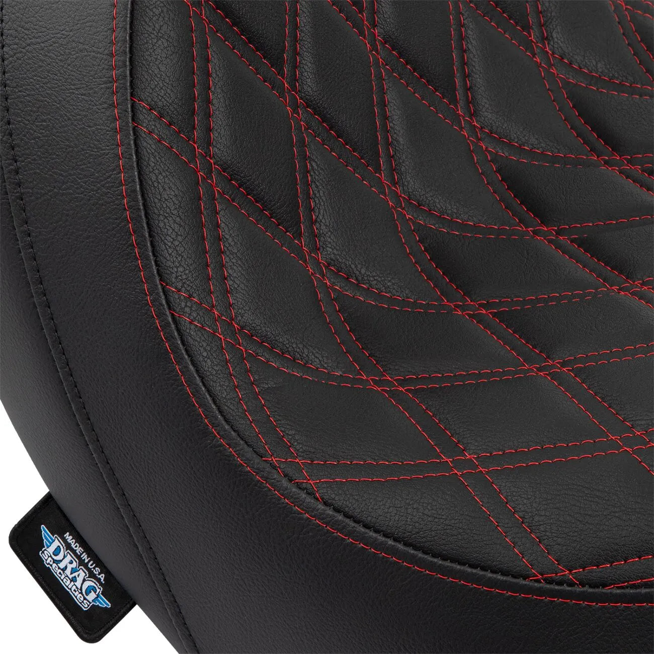 Drag Specialties Predator Seat - Black, Red Stitching - For Harley Davidson