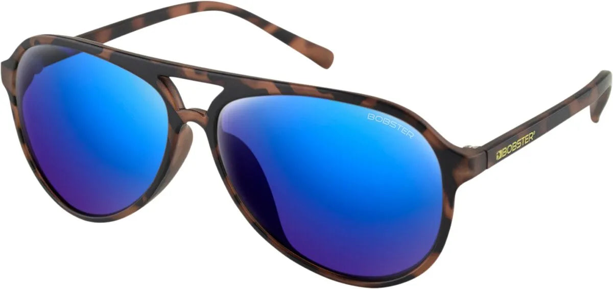 Bobster Maverick Sunglasses Brown/Tortoise with Blue Lens