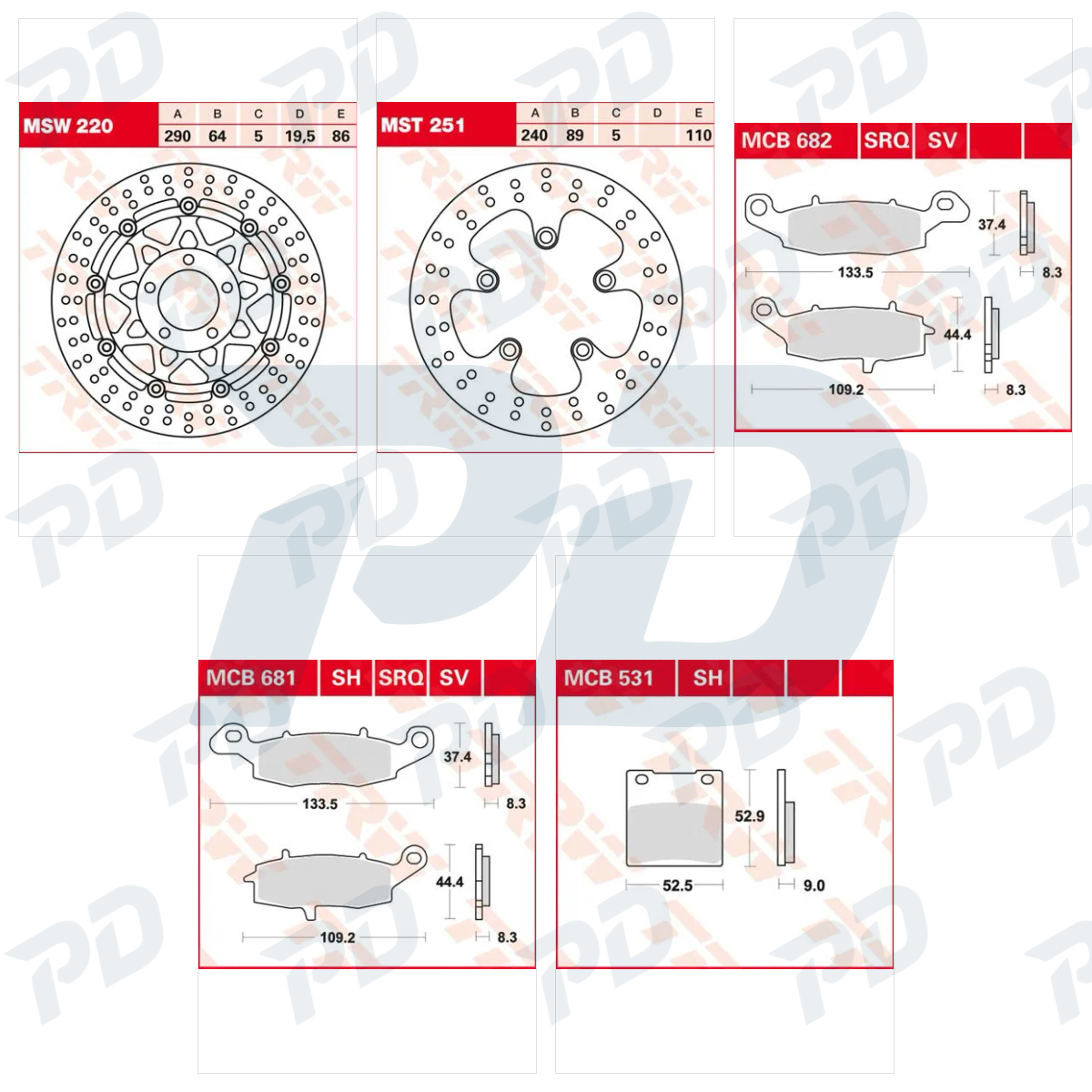 TRW Brake Kit with Brake Discs & Brake Pads for Suzuki SV 650 1999-2002