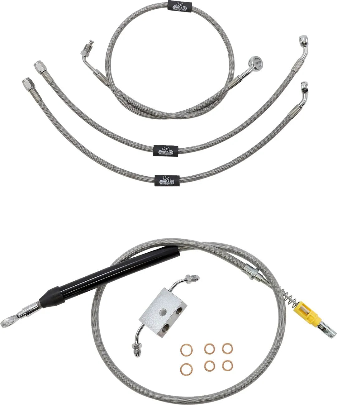 La Choppers Stainless Braided Cable/Brake Line Kit for 12"-14"