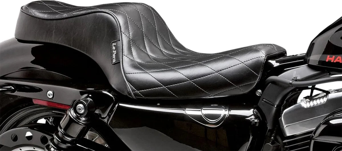 Le Pera Cherokee Seat - Black Vinyl, King/queen - For Harley Davidson