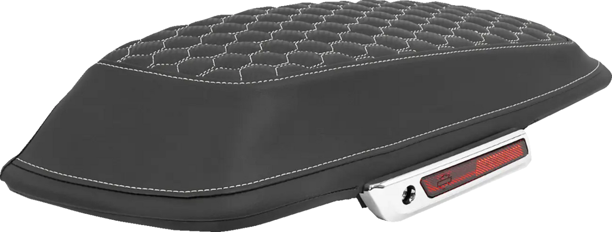 Saddlemen Honeycomb Saddlebag Lid Covers White Stitch for Baggers