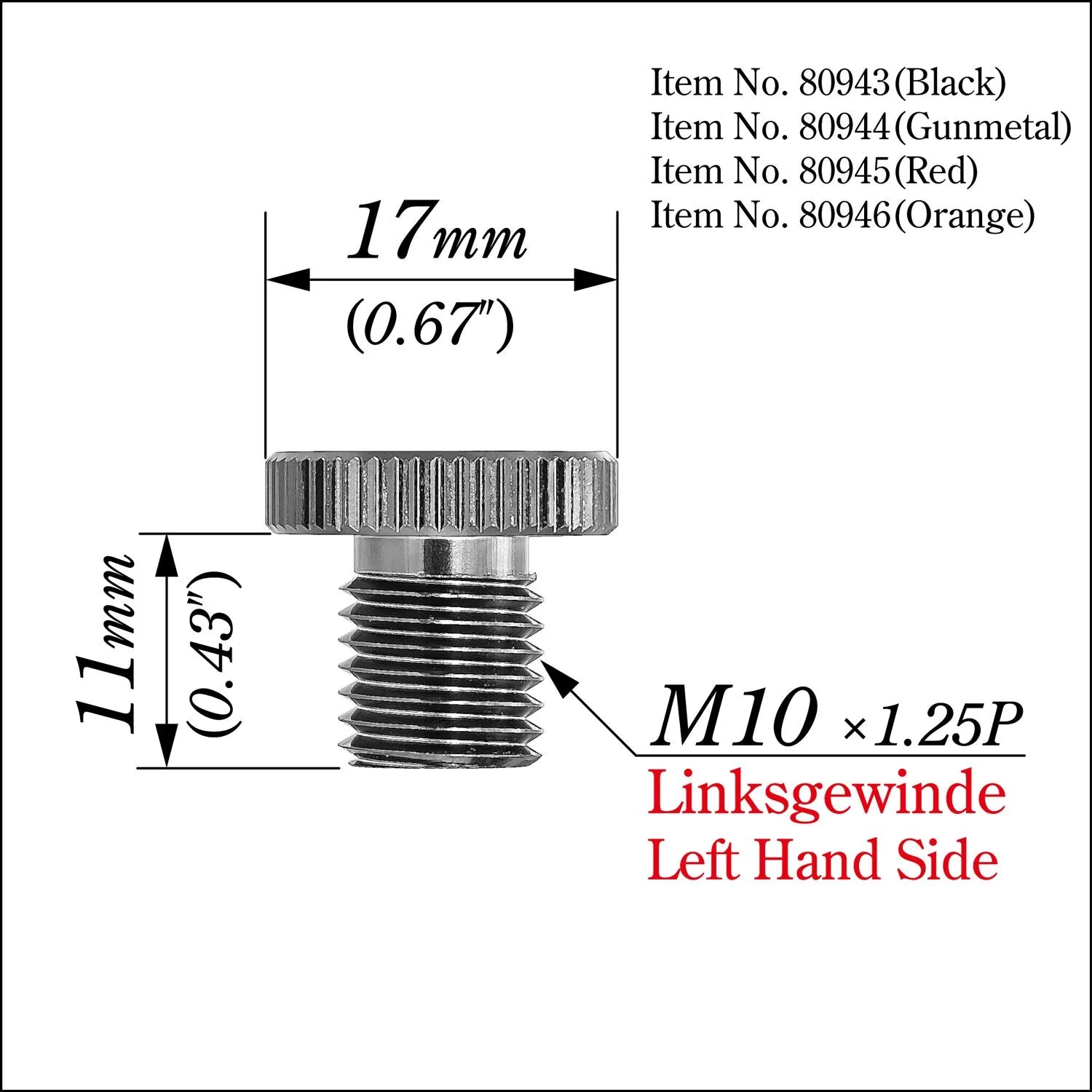 Daytona Mirror Plug Bolt M10 X 1.25 - Red Anodized