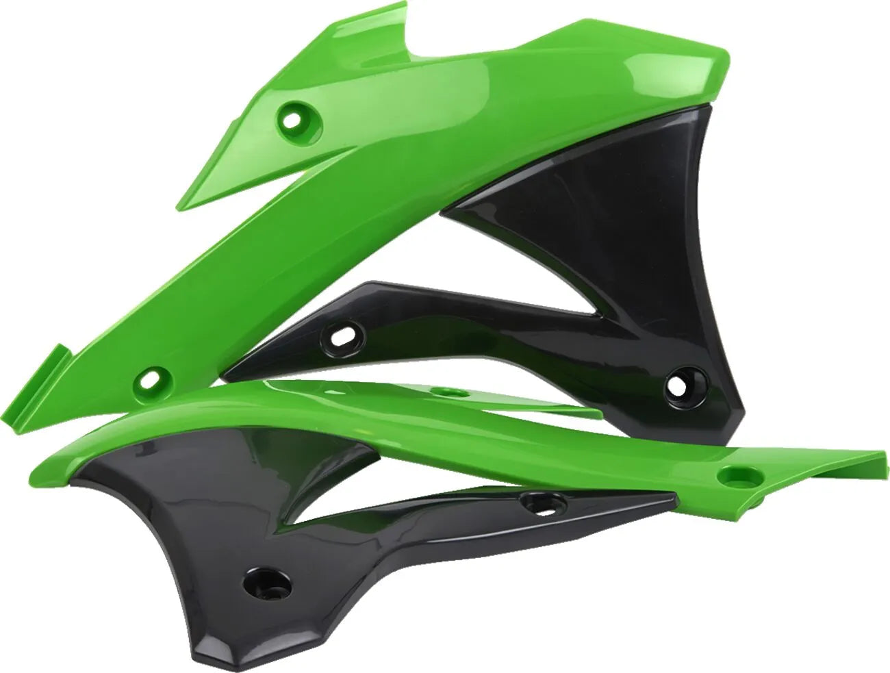 Polisport Radiator Covers For Kawasaki - Black / Green