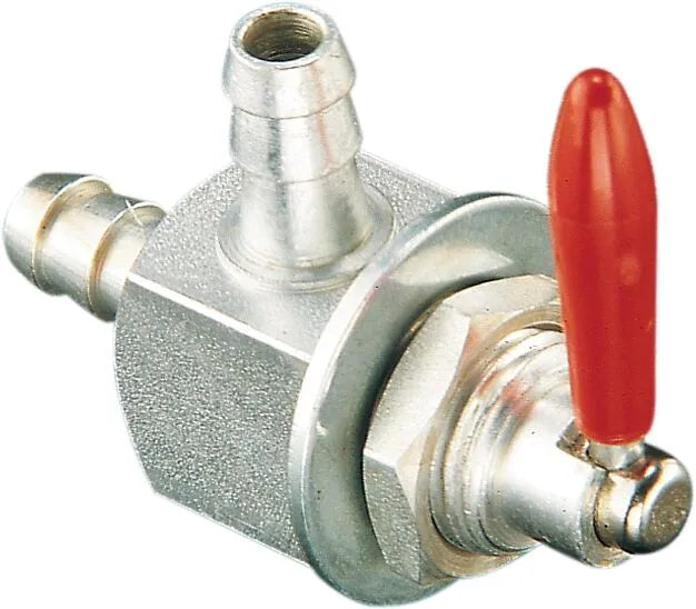 WSM Universal Fuel Shut-off Valve 1/4" Hose Barb Silver