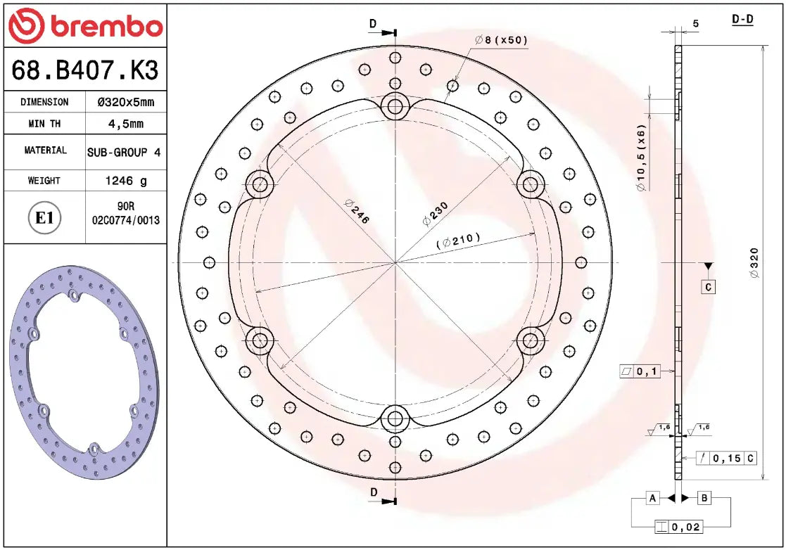 Brembo Serie Oro Fixed Brake Rotor Prime Line - Front