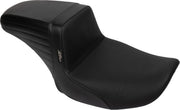Le Pera Kickflip Seat - Black Vinyl, Basketweave - For Harley Davidson