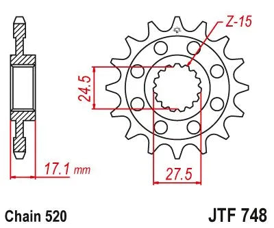 Jt Sprockets Front Sprocket - 520 Chain, 15t