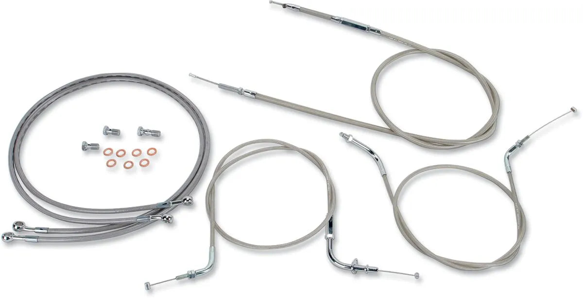 BARON Stainless Handlebar Cable/Line Kit for 12-14" Bars